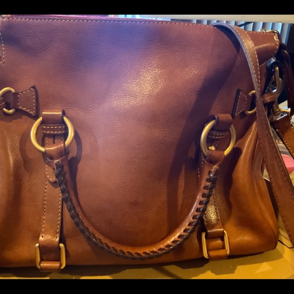 Dooney & Bourke - All Weather Leather - Florentine Satchel - Brown w/red lining - Picture 2 of 3